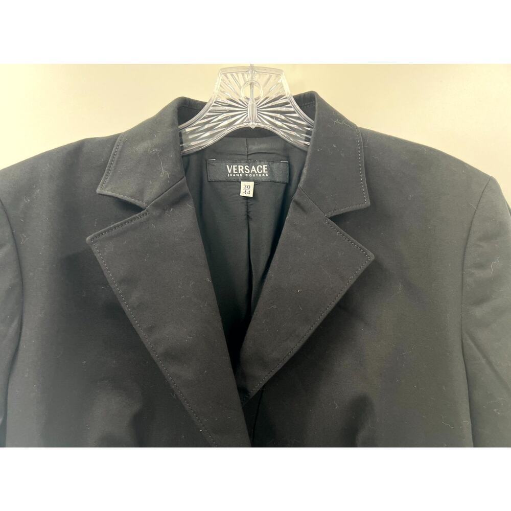 Versace Jeans Couture Women's Black Solid Cotton Long Sleeve One Button Blazer 8 - Picture 3 of 5